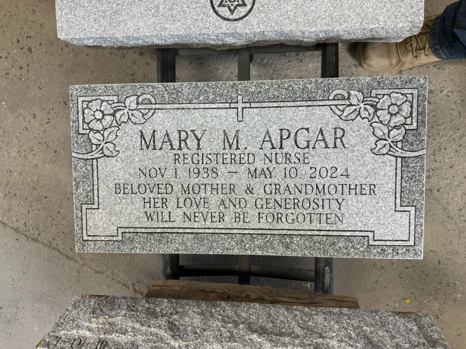 Granite Footstone / Foot Marker hand-carved by Footstone Memorials in NJ — image 7